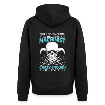 Zerspanungsmechaniker Maschinenhandwerker CNC-Hersteller - Unisex Premium Bio Zip Hoodie - Schwarz - Hinten - Nico (187cm)