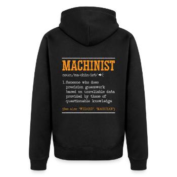 Zerspanungsmechaniker Maschinenhandwerker CNC-Hersteller - Unisex Premium Bio Zip Hoodie - Schwarz - Hinten - Nico (187cm)