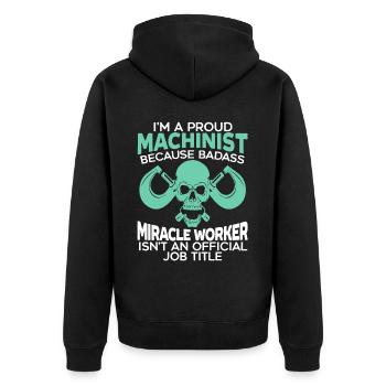 Machiniste Machine Artisan Fabricant CNC - Veste à capuche bio Premium Unisexe - noir - Dos - Nico (187cm)