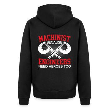 Machiniste parce que les ingénieurs ont besoin de héros trop CNC - Veste à capuche bio Premium Unisexe - noir - Dos - Nico (187cm)