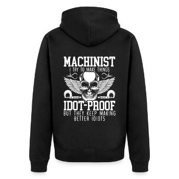 Machiniste Machine Artisan Fabricant CNC - Veste à capuche bio Premium Unisexe - noir - Dos - Nico (187cm)