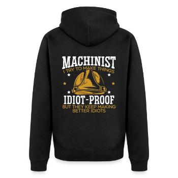 Machiniste Machine Artisan Fabricant CNC - Veste à capuche bio Premium Unisexe - noir - Dos - Nico (187cm)