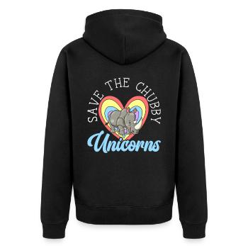 Rettet die pummeligen Einhörner Rhinocerus Wildlife - Unisex Premium Bio Zip Hoodie - Schwarz - Hinten - Nico (187cm)