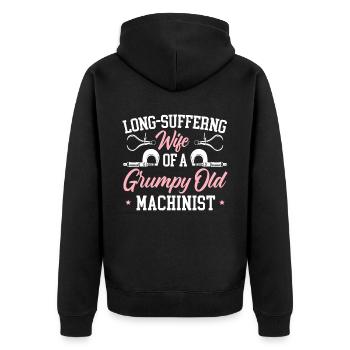 Machinist Machine Tradesperson CNC Manufacturer - Unisex Premium Organic Zip Hoodie - black - Back - Nico (187cm)