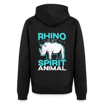 Nashorn ist mein Geistertier Nashorn Wildtier - Unisex Premium Bio Zip Hoodie - Schwarz - Hinten - Nico (187cm)