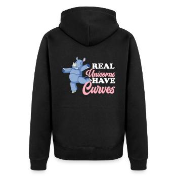 Real Unicorns Have Curves Rhinocerus Wildlife - Unisex Premium Organic Zip Hoodie - black - Back - Nico (187cm)