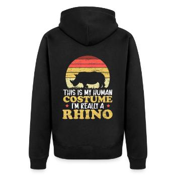 Das ist mein Kostüm Ich bin wirklich ein Nashorn Nashorn - Unisex Premium Bio Zip Hoodie - Schwarz - Hinten - Nico (187cm)
