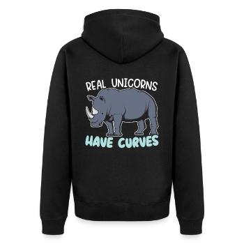 Real Unicorns Have Curves Rhinocerus Wildlife - Unisex Premium Organic Zip Hoodie - black - Back - Nico (187cm)