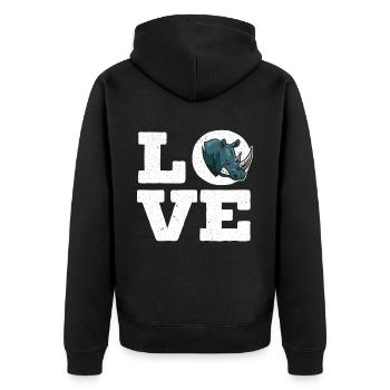 Liebe Nashorn Nashorn Wildtier Tier Pflanzenfresser - Unisex Premium Bio Zip Hoodie - Schwarz - Hinten - Nico (187cm)