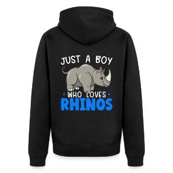 Nur ein Junge, der Nashörner liebt Nashorn Wildlife - Unisex Premium Bio Zip Hoodie - Schwarz - Hinten - Nico (187cm)