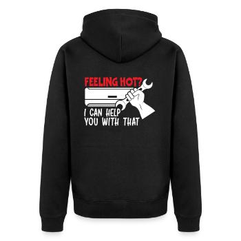 Feeling Hot I Can Help You With That HVAC - Unisex Premium Organic Zip Hoodie - black - Back - Nico (187cm)