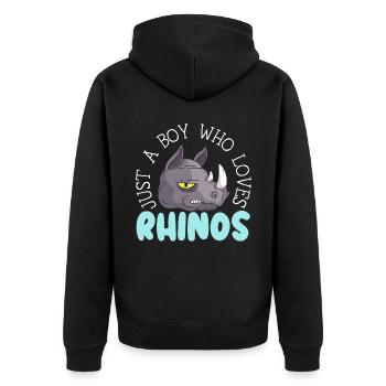 Nur ein Junge, der Nashörner liebt Nashorn Wildlife - Unisex Premium Bio Zip Hoodie - Schwarz - Hinten - Nico (187cm)