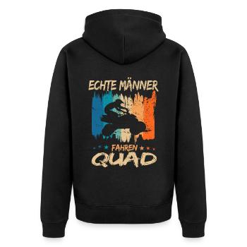 Quad fahren Quadfahrer Spruch als Geschenkidee - Unisex Premium Bio Zip Hoodie - Schwarz - Hinten - Nico (187cm)