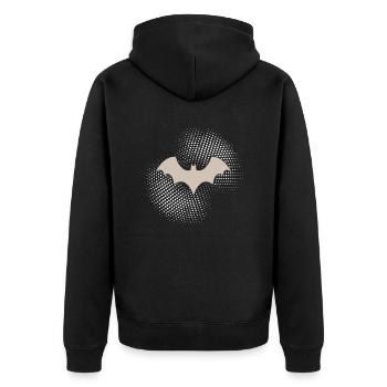 Fledermaus - Unisex Premium Bio Zip Hoodie - Schwarz - Hinten - Nico (187cm)