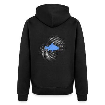 Fisch - Unisex Premium Bio Zip Hoodie - Schwarz - Hinten - Nico (187cm)