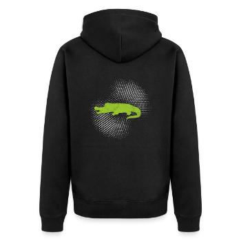 Krokodil - Unisex Premium Bio Zip Hoodie - Schwarz - Hinten - Nico (187cm)