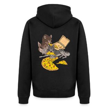 Wolf Pizza Wolf Lover Wildlife Animal Zookeeper - Unisex Premium Organic Zip Hoodie - black - Back - Nico (187cm)