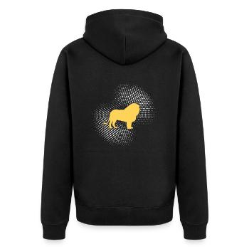 Löwe - Unisex Premium Bio Zip Hoodie - Schwarz - Hinten - Nico (187cm)