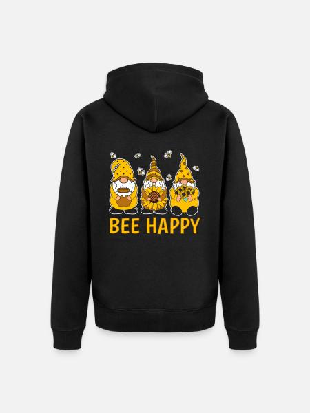 Bee Happy - Unisex Premium Bio Zip Hoodie - Schwarz