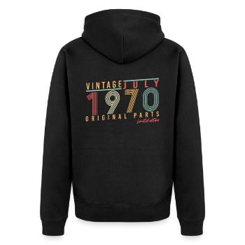 1970 Juillet Édition Limitée - Veste à capuche bio Premium Unisexe - noir - Dos - Nico (187cm)
