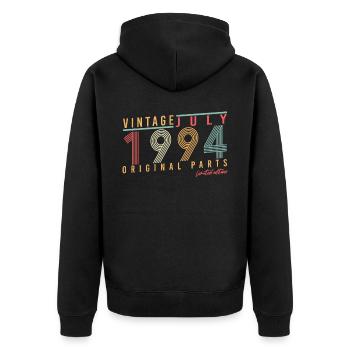 Baujahr 1994 Im Juli - Unisex Premium Bio Zip Hoodie - Schwarz - Hinten - Nico (187cm)