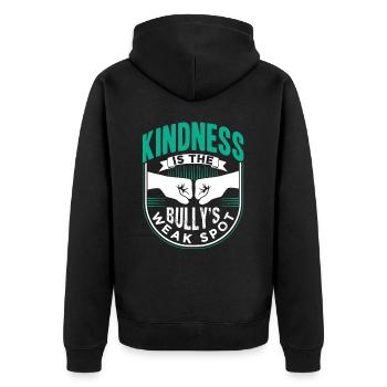 Freundlichkeit Ist Die Schwachstelle Des Mobbers - Unisex Premium Bio Zip Hoodie - Schwarz - Hinten - Nico (187cm)