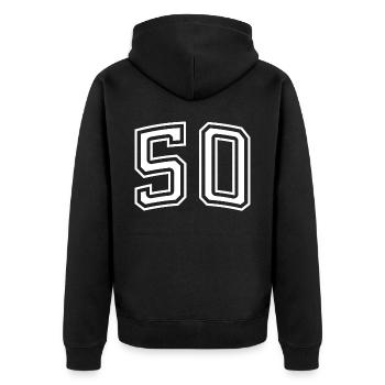 Numéro 50 Blanc - Veste à capuche bio Premium Unisexe - noir - Dos - Nico (187cm)