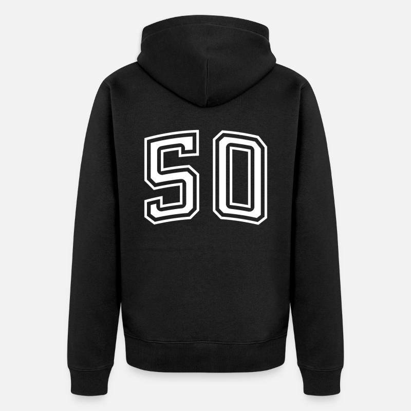 Numéro 50 Blanc - Veste à capuche bio Premium Unisexe - noir