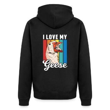 I Love My Geese Animal Owner Pet Goose - Unisex Premium Organic Zip Hoodie - black - Back - Nico (187cm)