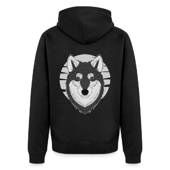 Wolf - Unisex Premium Bio Zip Hoodie - Schwarz - Hinten - Nico (187cm)