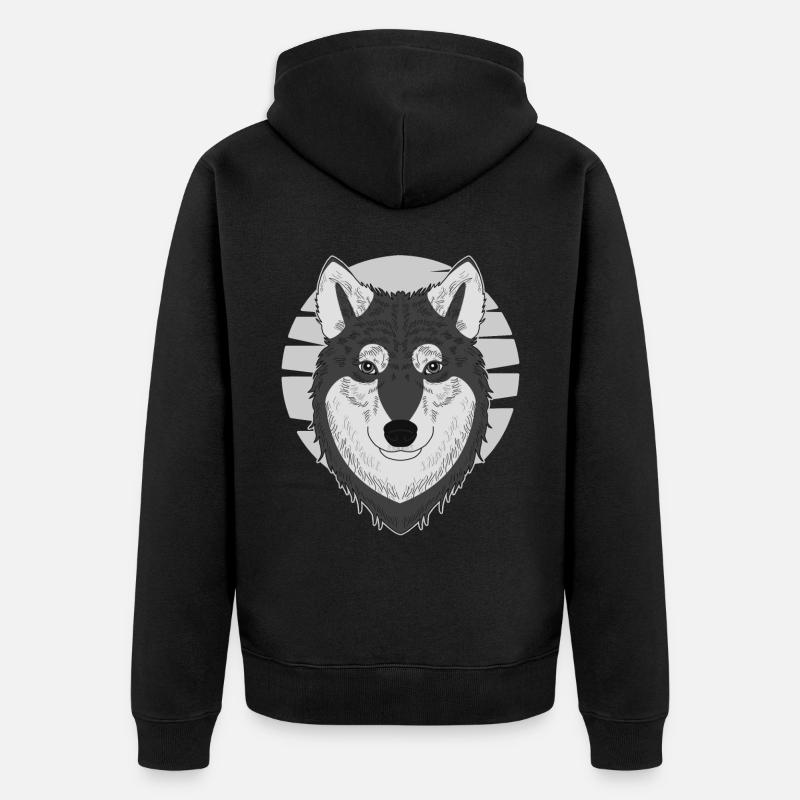 Wolf - Unisex Premium Bio Zip Hoodie - Schwarz