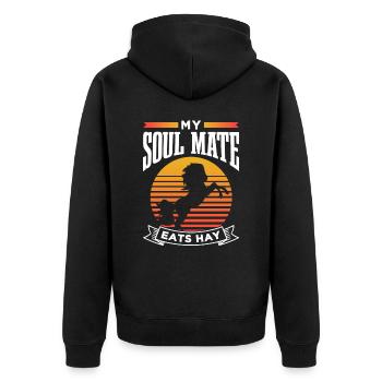 Mein Seelenverwandter Frisst Heu Reiten Pferd - Unisex Premium Bio Zip Hoodie - Schwarz - Hinten - Nico (187cm)
