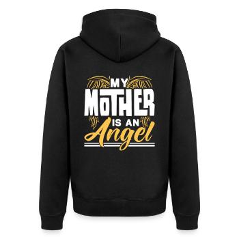 Meine Mutter Ist Ein Engel Mama Mami Muttertag - Unisex Premium Bio Zip Hoodie - Schwarz - Hinten - Nico (187cm)