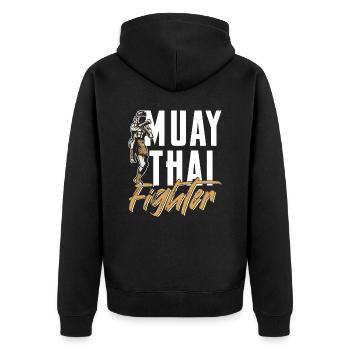 Muay Thai Fighter Arts Martiaux Arts Martiaux Arts Martiaux Arts Martiaux - Veste à capuche bio Premium Unisexe - noir - Dos - Nico (187cm)