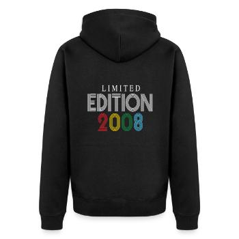 Limited Edition 2008 - Unisex Premium Bio Zip Hoodie - Schwarz - Hinten - Nico (187cm)