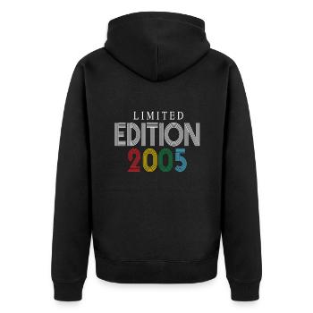 Limited Edition 2005 - Unisex Premium Bio Zip Hoodie - Schwarz - Hinten - Nico (187cm)