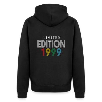 Limited Edition 1999 - Unisex Premium Bio Zip Hoodie - Schwarz - Hinten - Nico (187cm)