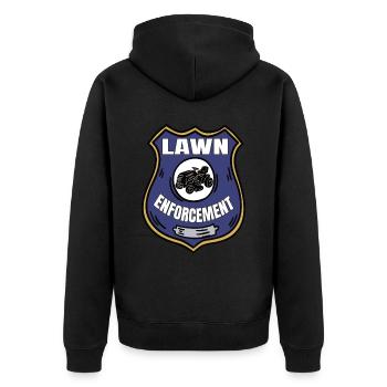 Aufsitzmäher Lawn Enforcement Rasenpflege - Unisex Premium Bio Zip Hoodie - Schwarz - Hinten - Nico (187cm)
