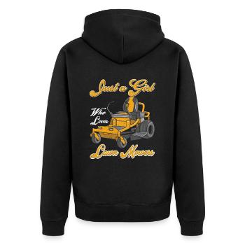 Just a Girl Who Loves Lawn Mowers Lawn Care - Unisex Premium Organic Zip Hoodie - black - Back - Nico (187cm)