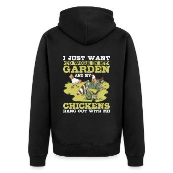 Travailler dans mon jardin Les poulets traînent avec moi Hühner - Veste à capuche bio Premium Unisexe - noir - Dos - Nico (187cm)