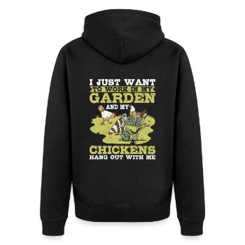 Travailler dans mon jardin Les poulets traînent avec moi Hühner - Veste à capuche bio Premium Unisexe - noir - Dos - Nico (187cm)