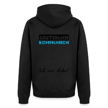 Gästebuch Kommunion Mädchen Jungen Erstkommunion - Unisex Premium Bio Zip Hoodie - Schwarz - Hinten - Nico (187cm)