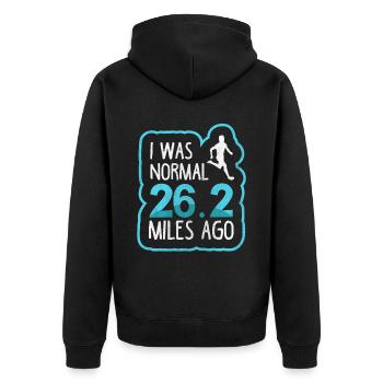 J’étais normal il y a 26,2 miles - Coureur de marathon complet - Veste à capuche bio Premium Unisexe - noir - Dos - Nico (187cm)