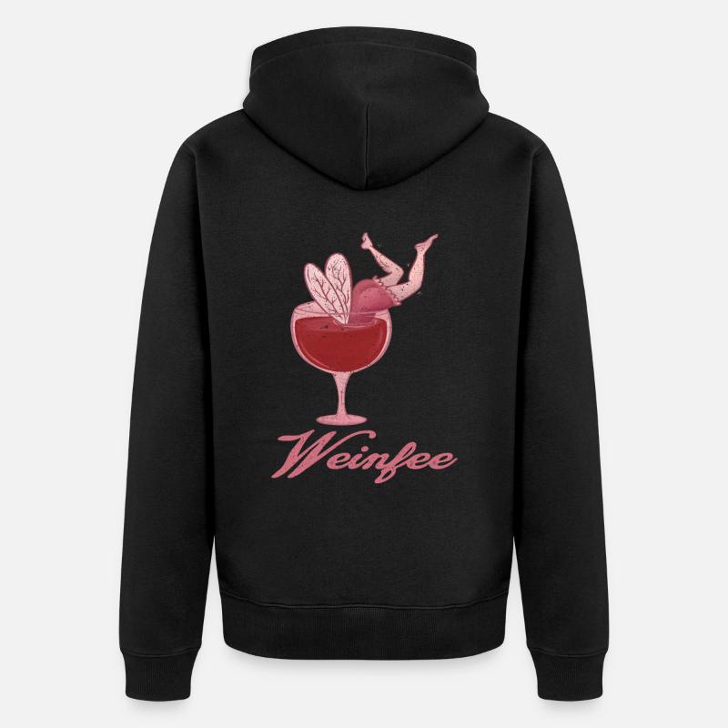 Weintrinker Weinfee Wein - Unisex Premium Bio Zip Hoodie - Schwarz