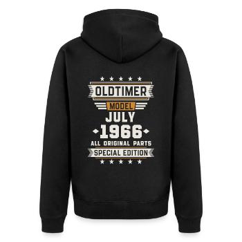 Oldtimer Juli 1966 Geburtstag Geschenk - Unisex Premium Bio Zip Hoodie - Schwarz - Hinten - Nico (187cm)