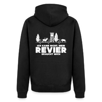 Jägerin Keiler Wildschwein Jagd Jäger - Unisex Premium Bio Zip Hoodie - Schwarz - Hinten - Nico (187cm)