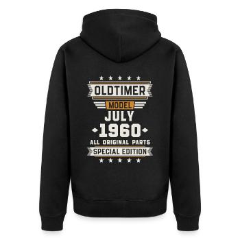 Oldtimer Juli 1960 Geburtstag Geschenk - Unisex Premium Bio Zip Hoodie - Schwarz - Hinten - Nico (187cm)