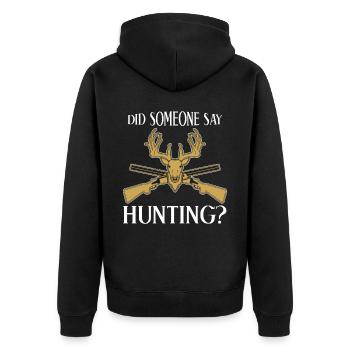 Jägerin Jäger : Quelqu’un a-t-il dit chasse ? - Veste à capuche bio Premium Unisexe - noir - Dos - Nico (187cm)