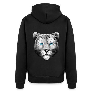 Leopard Kinder Tiere Damen Tiermotiv - Unisex Premium Bio Zip Hoodie - Schwarz - Hinten - Nico (187cm)