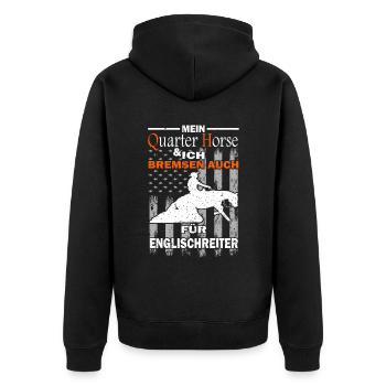 Mein Quarter Horse und ich - Westernreiten - Unisex Premium Bio Zip Hoodie - Schwarz - Hinten - Nico (187cm)